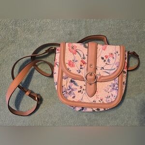 Floral Crossbody Bag - White And Brown